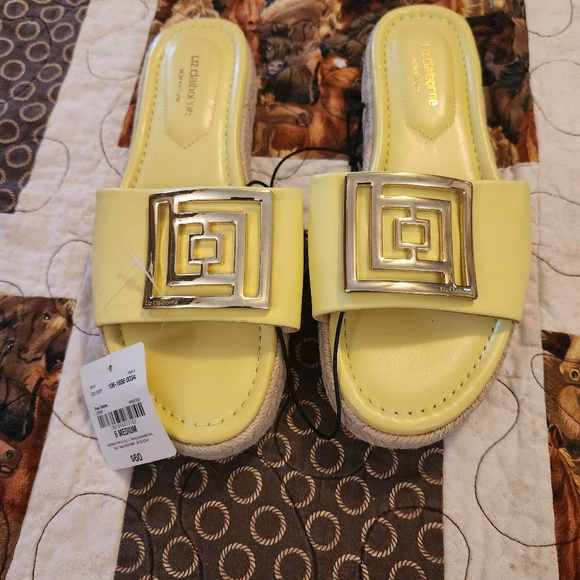 Liz Claiborne Shoes - Liz Claiborne Yellow Espadrille Slide Sandals Size 6 NWT